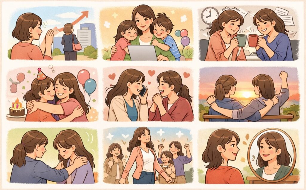 ママ友を元気づける、ポジティブなエールメッセージ