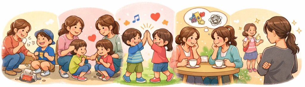 子ども中心のママ友関係：子供の悩みも共有できる