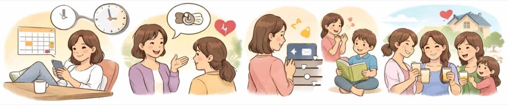 メッセージ交換は無理なく