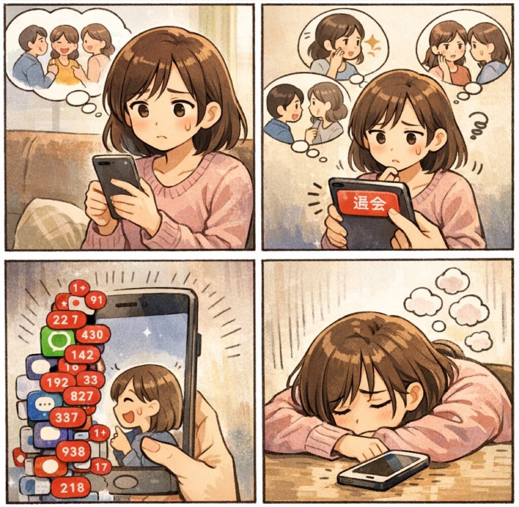 例文：ママ友のグループライン(Group LINE)の抜け方：抜けたいのに抜けられない。