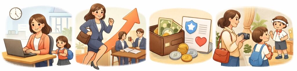 仕事と家庭を両立させる時短勤務を受けられる