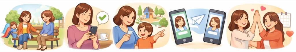 公園で子どもたちと遊んだ日のお礼を伝える