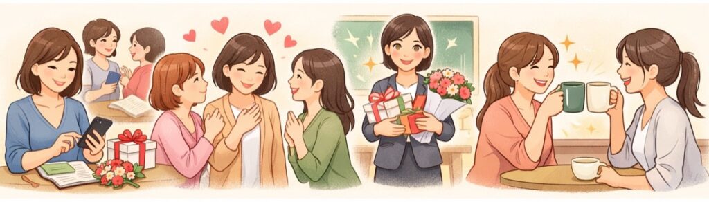 先生へのプレゼントを手伝ってくれたママ友へ