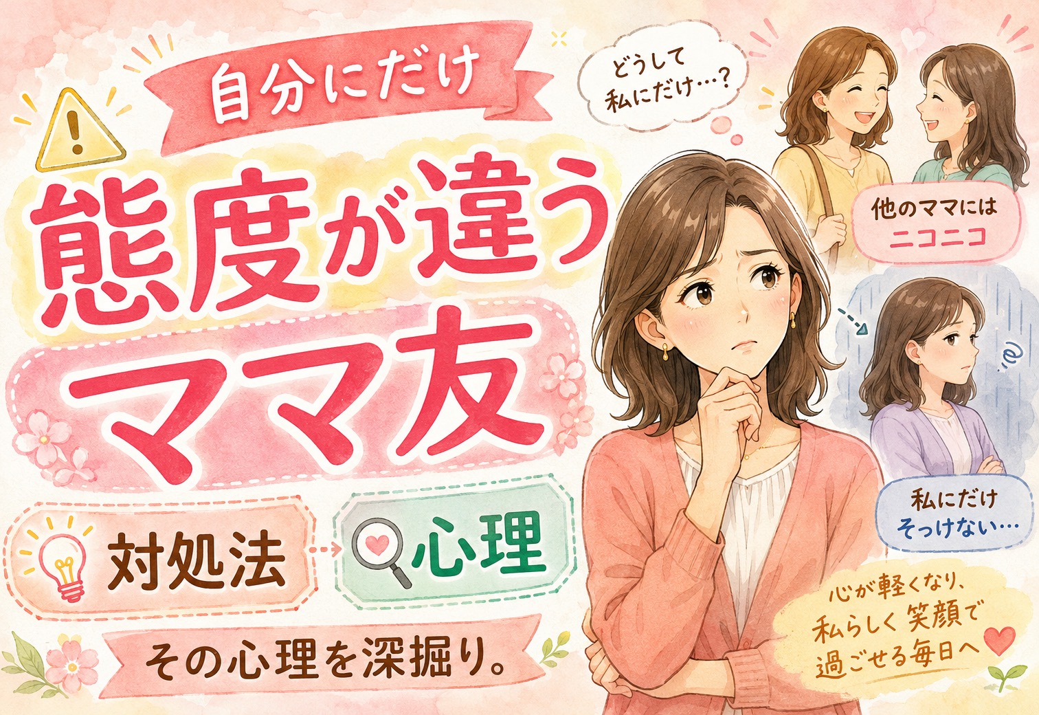 自分にだけ態度が違うママ友への対処法。その心理を深掘り。