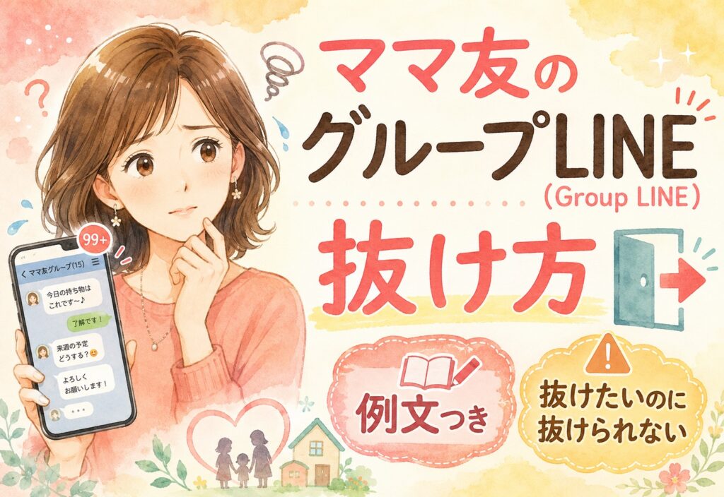 例文：ママ友のグループライン(Group LINE)の抜け方：抜けたいのに抜けられない。