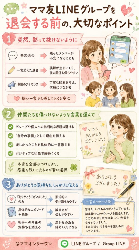 ママ友LINEグループを退会する前の、大切なポイント