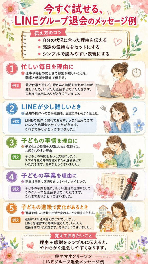 今すぐ試せる、ライングループ退会のメッセージ例