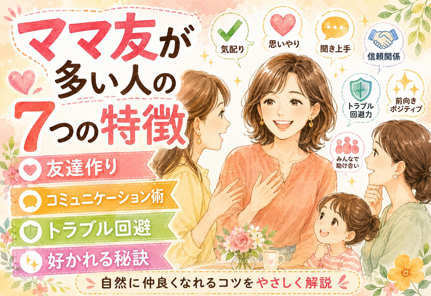 ママ友が多い人の7つの特徴|友達作りの秘訣とトラブルを防ぐコミュニケーション術