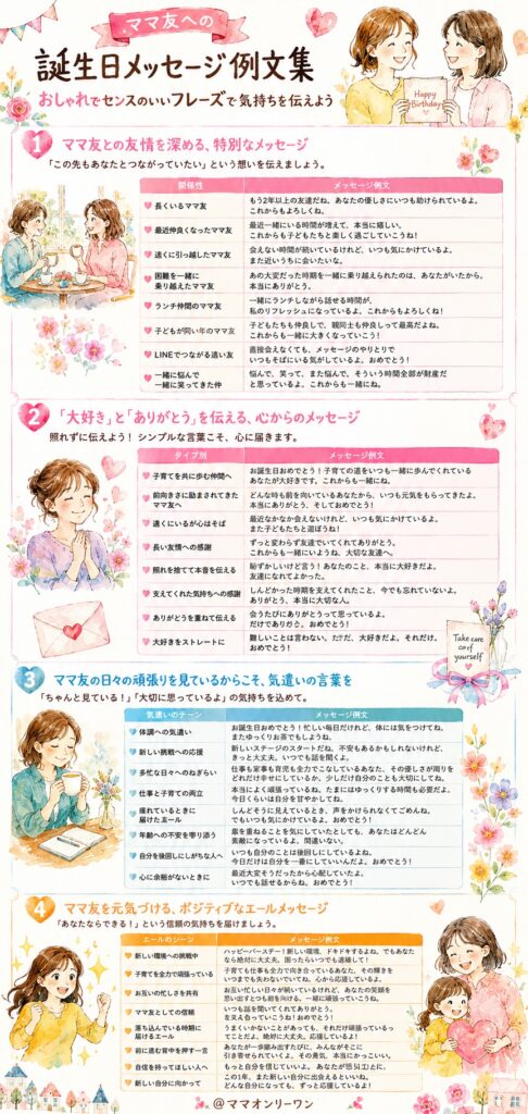 ママ友との友情を深める、特別なメッセージ