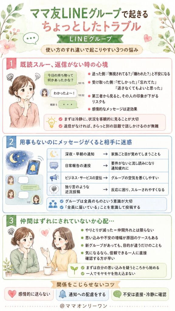 ママ友LINEグループで起きるちょっとしたトラブル