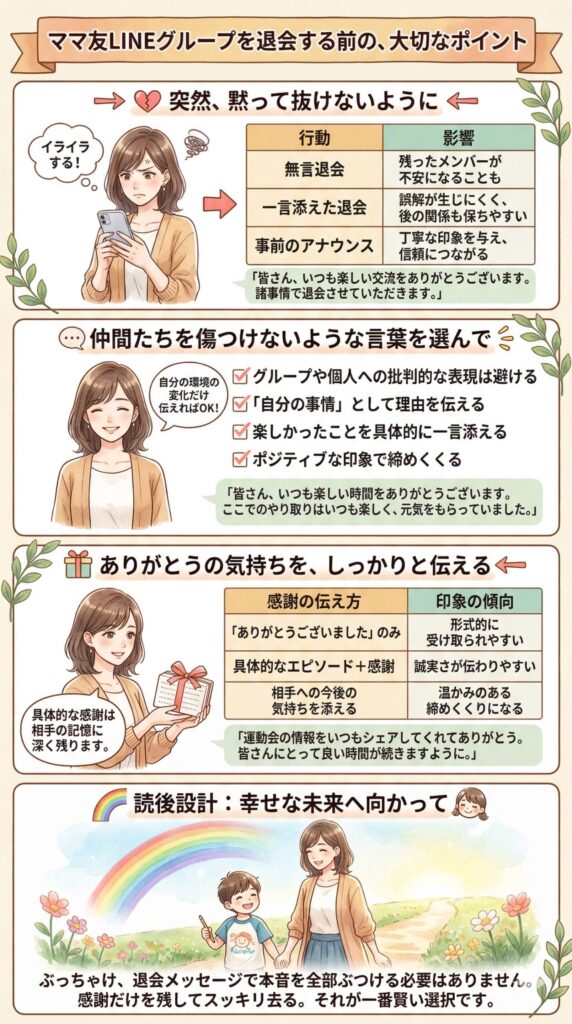 ママ友LINEグループを退会する前の、大切なポイント