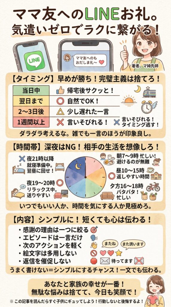 ママ友へのLINEでのお礼、気をつけたいこと