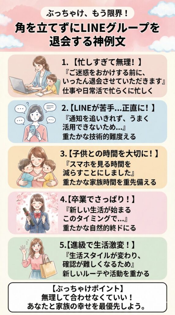 今すぐ試せる、ライングループ退会のメッセージ例