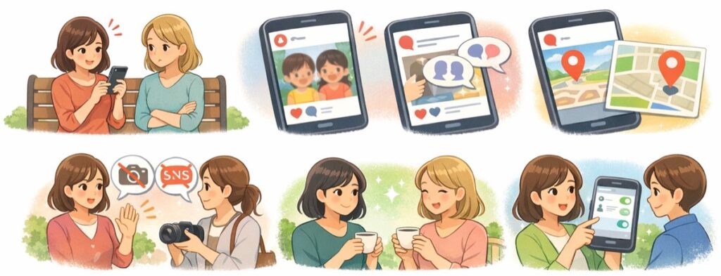 SNSに夢中なママ友