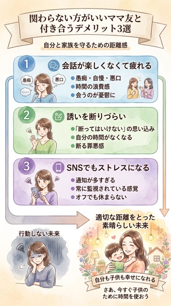関わらない方がいいママ友と付き合うデメリット3選
