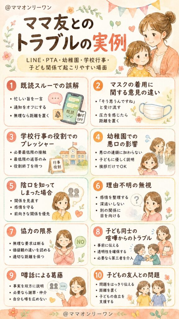 ママ友とのトラブルの実例