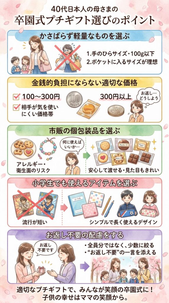 卒園式でのプチギフト選びのポイント 