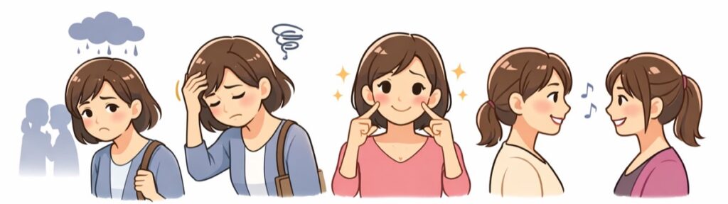 表情が暗いことが多い