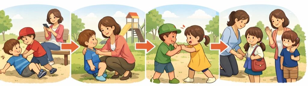 子供に注意をしない