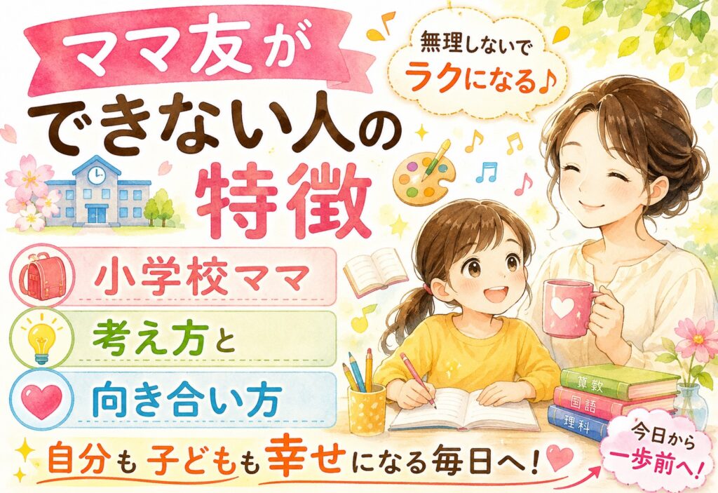 ママ友ができない人の特徴｜小学校ママが無理せずラクになる考え方と向き合い方