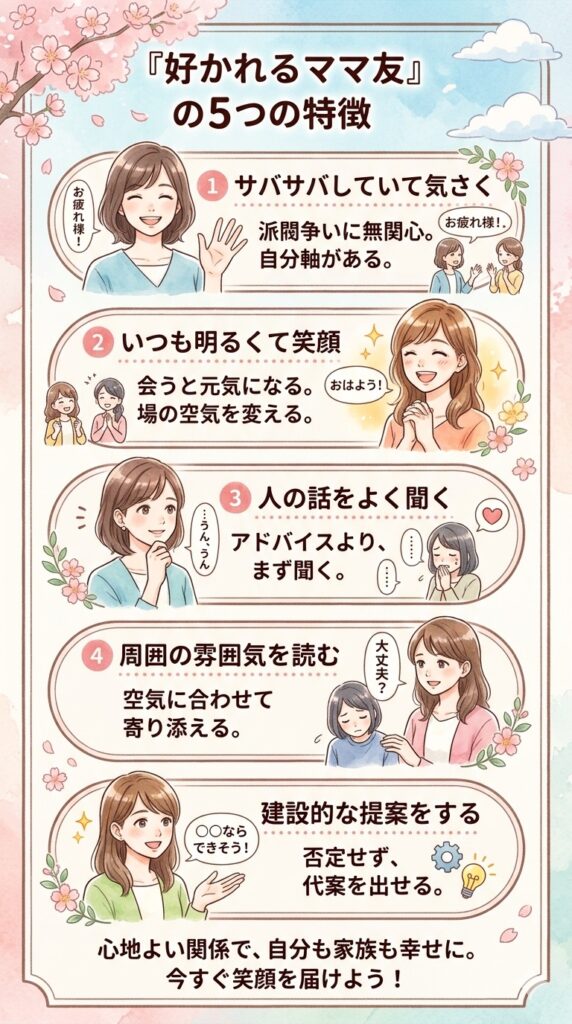 好かれるママ友の5つの特徴