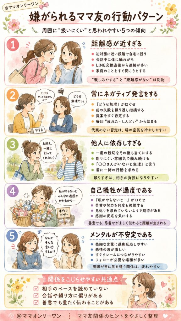 嫌がられるママ友の行動パターン