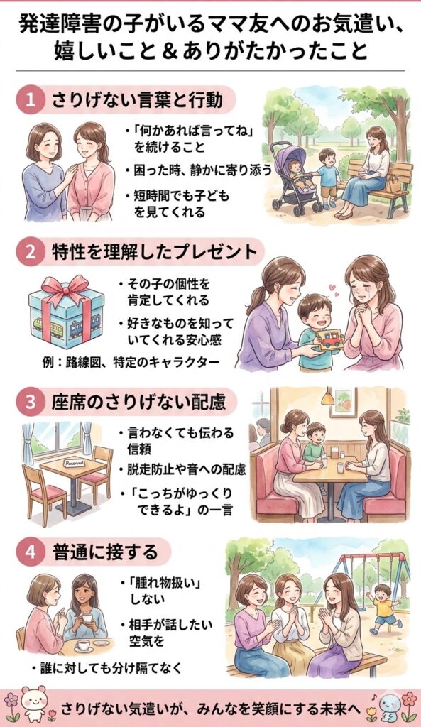 発達障害の子がいるママ友が言われて嬉しいこと、ありがたかった気遣いなど