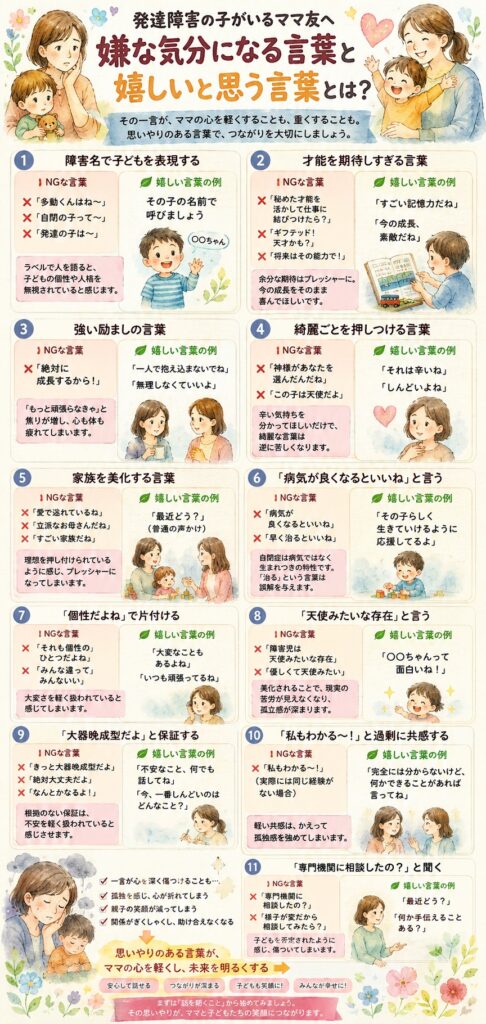 発達障害の子がいるママ友が言われると嫌な気分になること