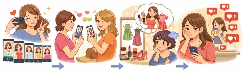 自撮りや「かわいさ」アピールが多い投稿