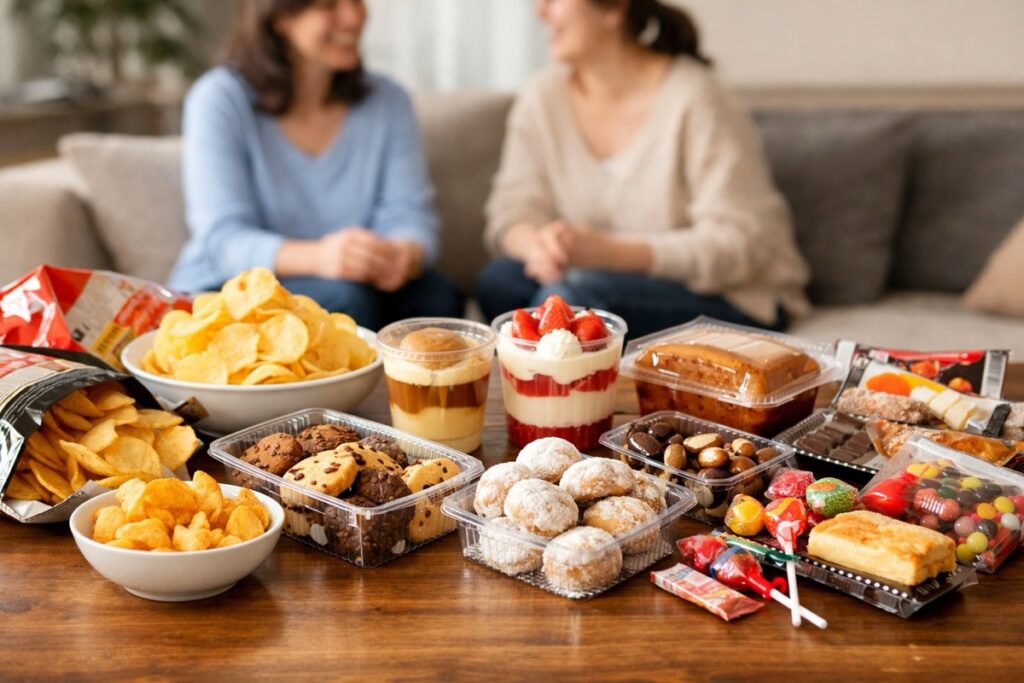 気心の知れた相手には「コンビニやスーパーのお菓子」