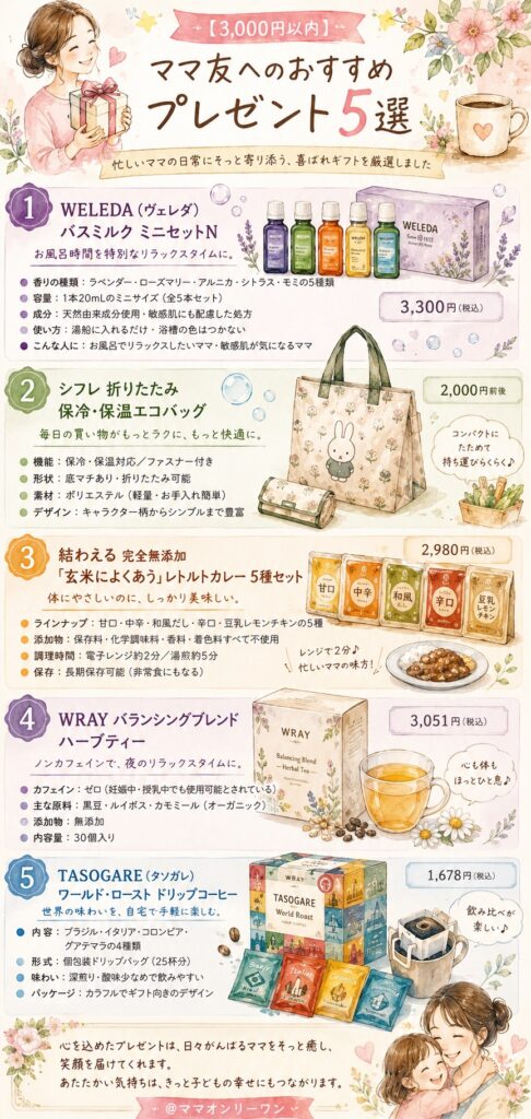 【3,000円以内】ママ友へのおすすめプレゼント5選