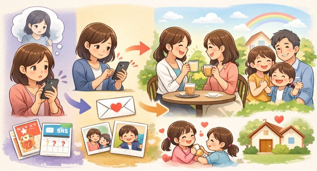 しばらく連絡が取れていなかったママ友への例文