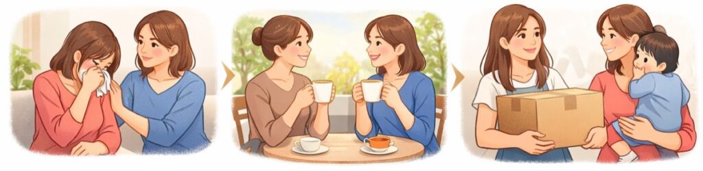 話を聞く・そばにいる・頼られたら動く、の3ステップ