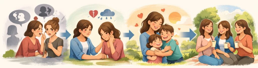 ①感情だけ受け止める（評価に乗らない）