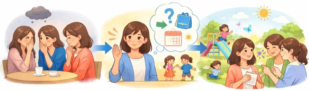 ③話題を安全な方向へ戻す（子ども・予定・事実）