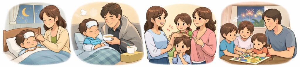 子供や家族の体調を理由にした例文
