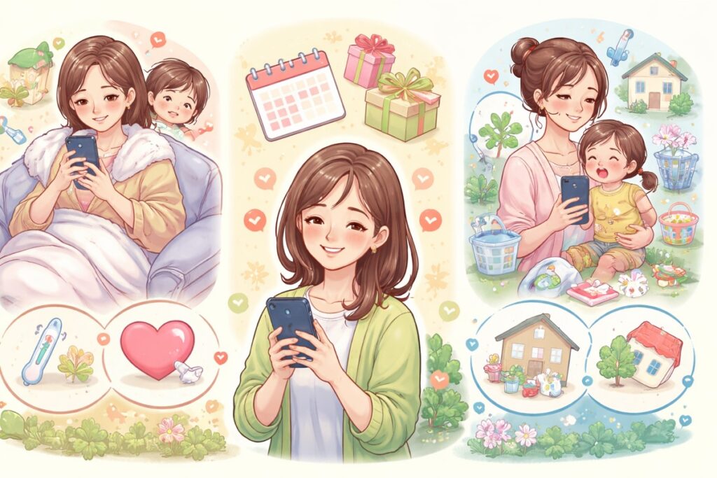 子供の寝かしつけを理由にした例文