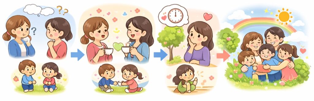 年上ママからの「敬語じゃなくていいよ」が一番のきっかけになる