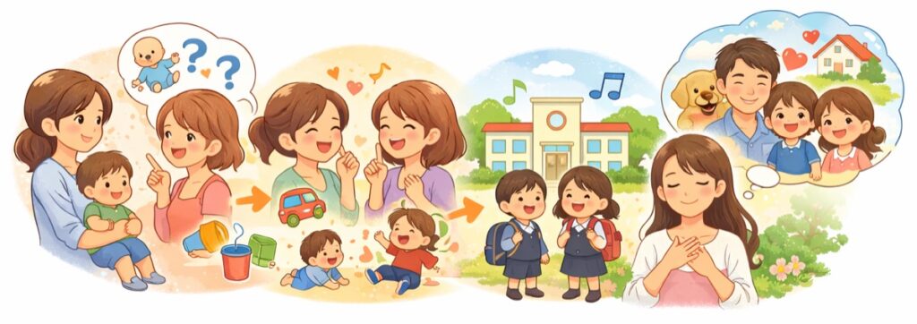 子どもの年齢や様子を話題にする