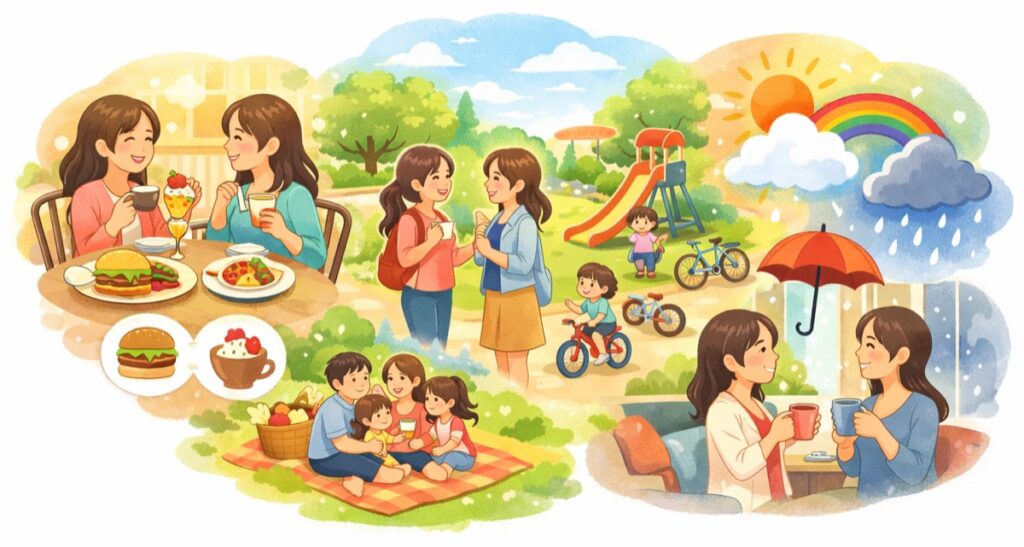 食べ物・天気・今いる場所のこと