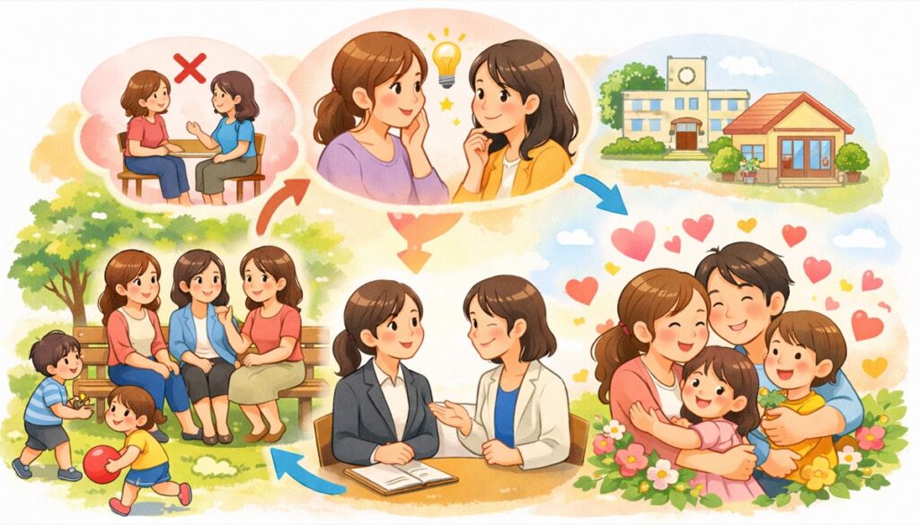 信頼できるママ友や第三者に相談して「二人きり」を避ける