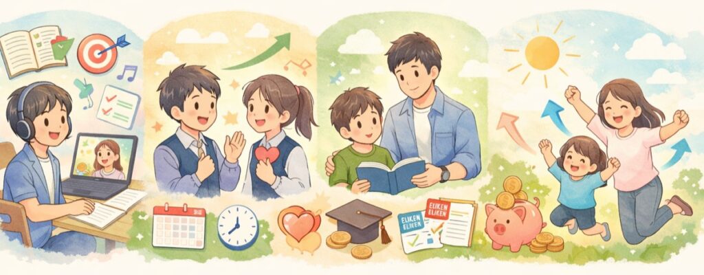 大事なのは、「うまく話せなくて当然」の時期を乗り越えることです。その壁を越えた先に、英語が楽しくなる瞬間があります。3ヶ月継続できれば、かなりの変化を感じられるケースが多いです。