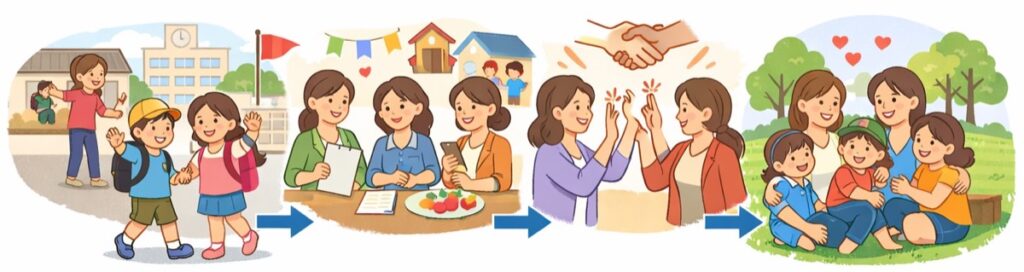 保育園から小学校へ、知り合いは自然にできていくケースがある