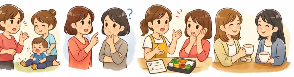 相手の子どもや子育てに口出しをしない（これ、マジ大事）