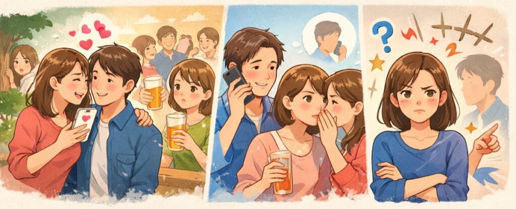 旦那への過度な親しみ・冗談・スキンシップ