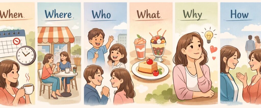 5W1Hで話を深掘りして会話を広げる