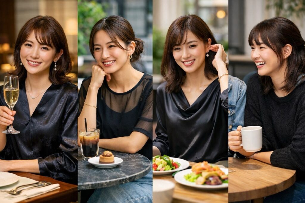 光沢・シアー・サテンなど素材次第で印象が大きく変わる