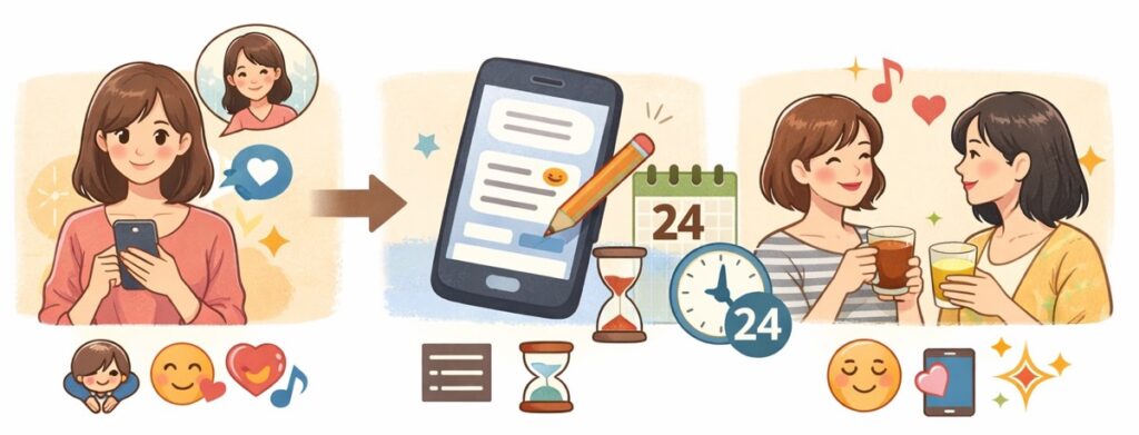 初LINEの目的は「仲良くなること」より「安心してもらうこと」