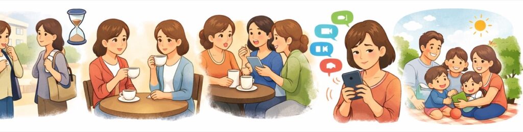 忙しいのに立ち話やお茶に引き込まれるから