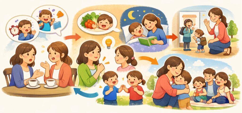 育児の困りごとを軽く打ち明ける